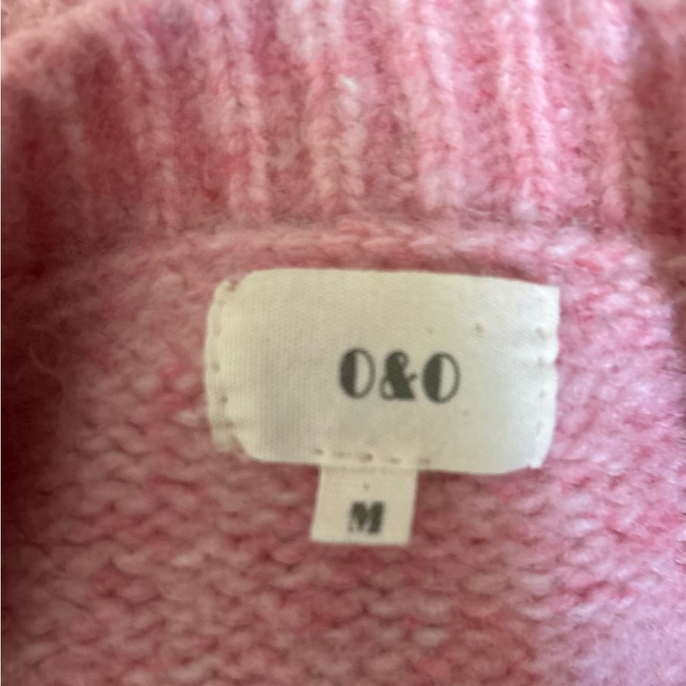 Striped Pink and White Women's Sweater - Picture 5 of 8